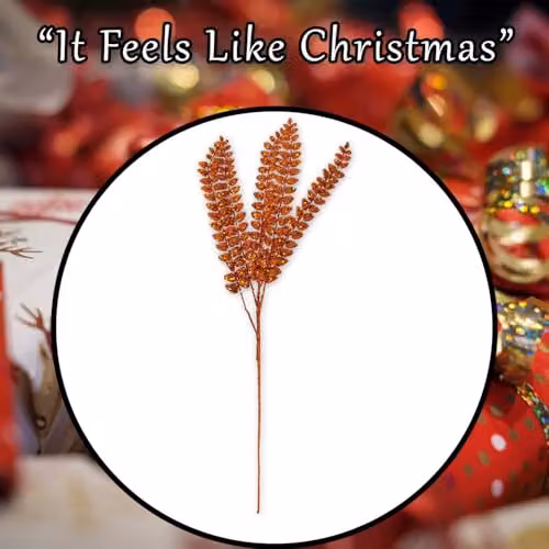 VFM e-Store Christmas Long Stem with Glitter Decoration, Orange, H 80 cm x W 27 cm – 6