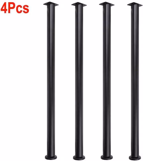 NESTLUNE 4-Piece Adjustable Black Metal Kitchen Worktop Desk and Breakfast Bar Table Legs, W: 1000 cm, D: 52 cm – 1