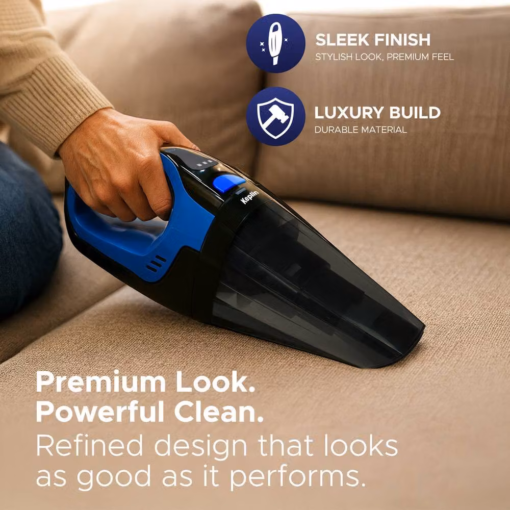 Keplin Cordless Handheld Vacuum Cleaner, Wet & Dry Use, 50W, 0.5L Dust Bin, Blue and Black – 2