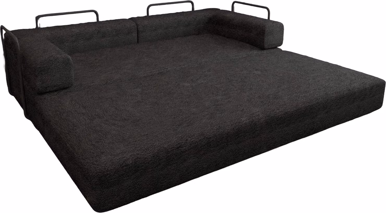 MN Furniture Modern 3 Seater Fabric Sofa Bed with Metal Frame in Black or Grey, W/D/H: 203 x 140 x 72 cm – 5