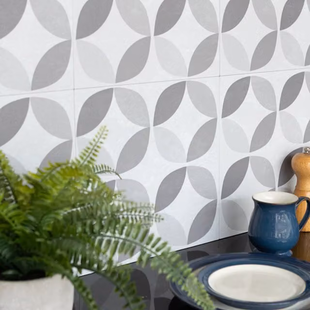 d-c-fix Geometric Grey Self Adhesive Wall Tiles for Kitchen and Bathroom