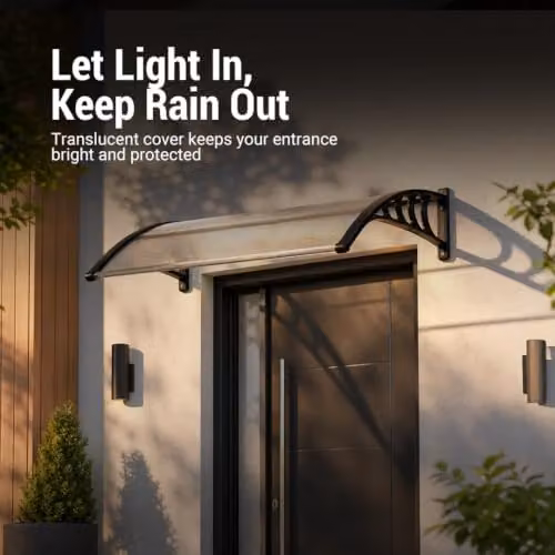 Gr8 Garden Transparent Front Door Canopy Lean To Porch Awning, W: 120 cm, D: 90 cm, H: 47 cm – 3