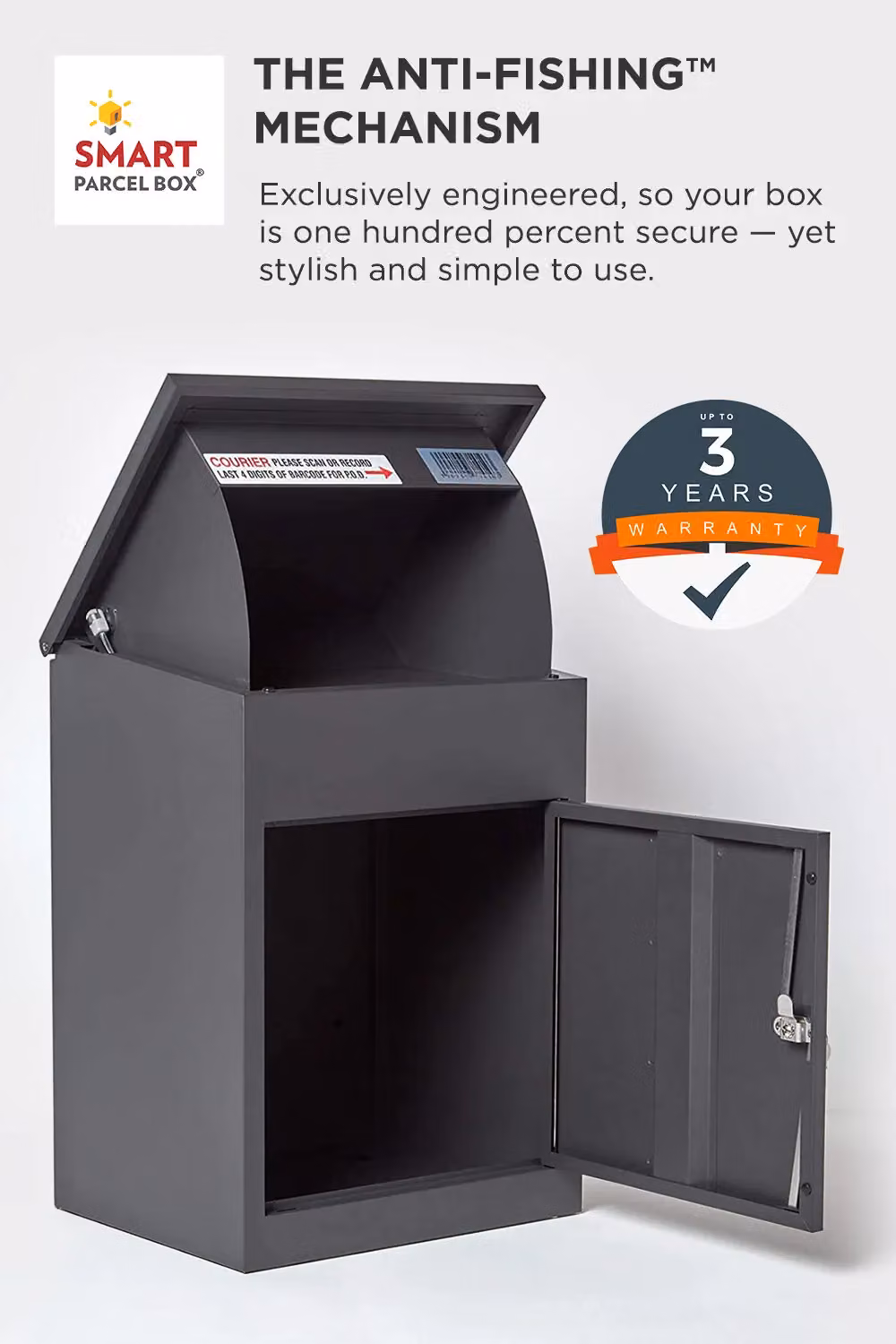 Homescapes Smart Parcel Box Medium Front Access Secure Delivery Box in Grey – 3