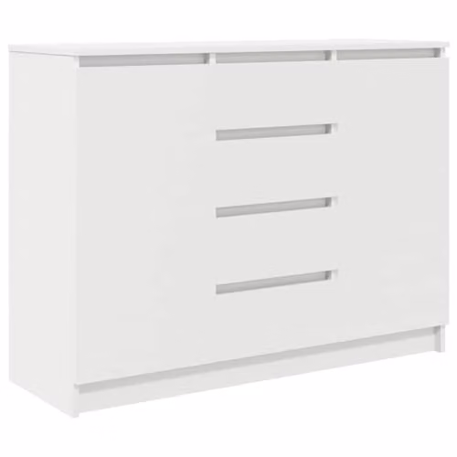 vidaXL Modern White Sideboard with Drawers in MDF, W/D/H: 100.5 x 35 x 76 cm