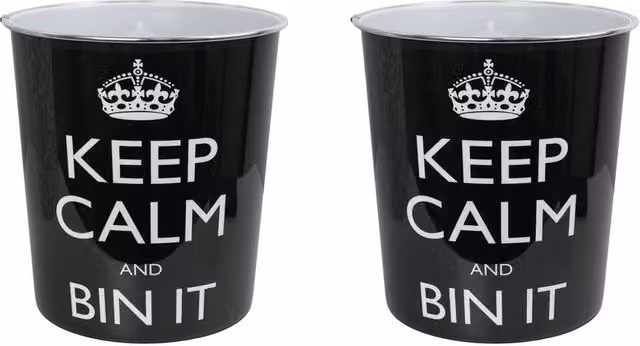 JVL Onyx Round Waste Bin Set of 2, 7L, Black – 1