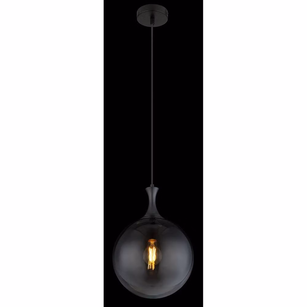 Netlighting Dalton Globe Pendant Light in Matt Black with Smoke Glass Shade, E27 – 2