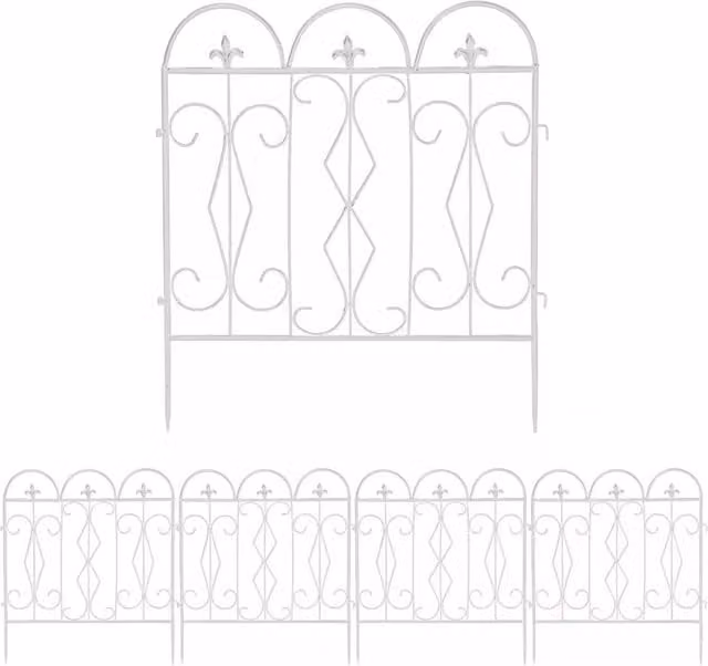 Vogrex White Heavy Duty Wrought Iron Metal Garden Fencing Steel – 1