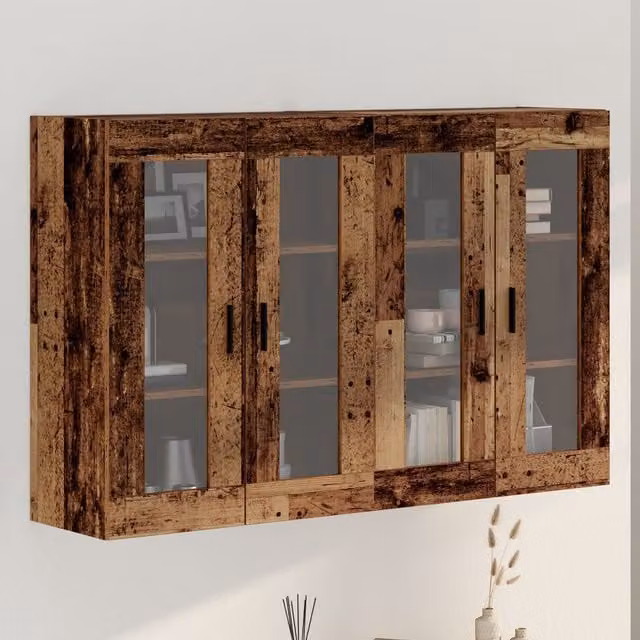 Berkfield Home Wall Mounted Cabinets, 2 Piece Set in Brown Old Wood, W/D/H: 69.5 x 34 x 90 cm – 1