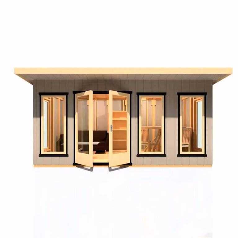 Shires Cali Pent Garden Office and Storage Building in Light Brown, W: 509.4 cm, D: 334.0 cm, H: 246.1 cm