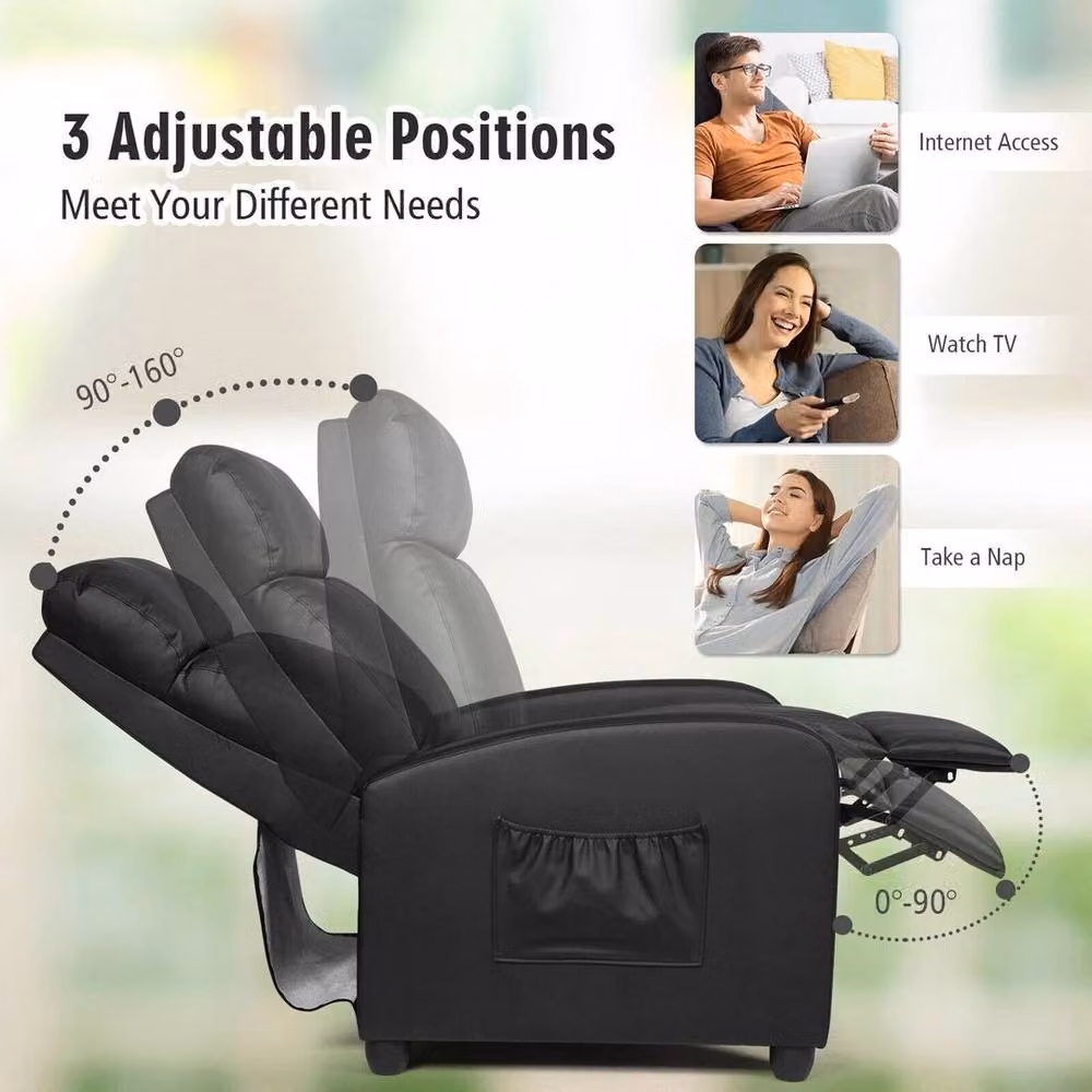 Kelvenix Modern Upholstered Recliner Armchair in Black – 3