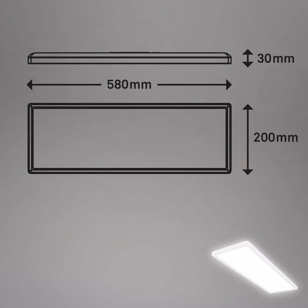Briloner Ultra Flat LED Ceiling Panel with Motion Sensor, IP44, White, W/D/H: 58 x 20 x 3 cm – 8