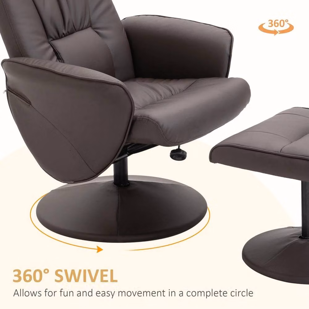 NESTLUNE Grey PU Leather 2 Piece Reclining Armchair Set – 5