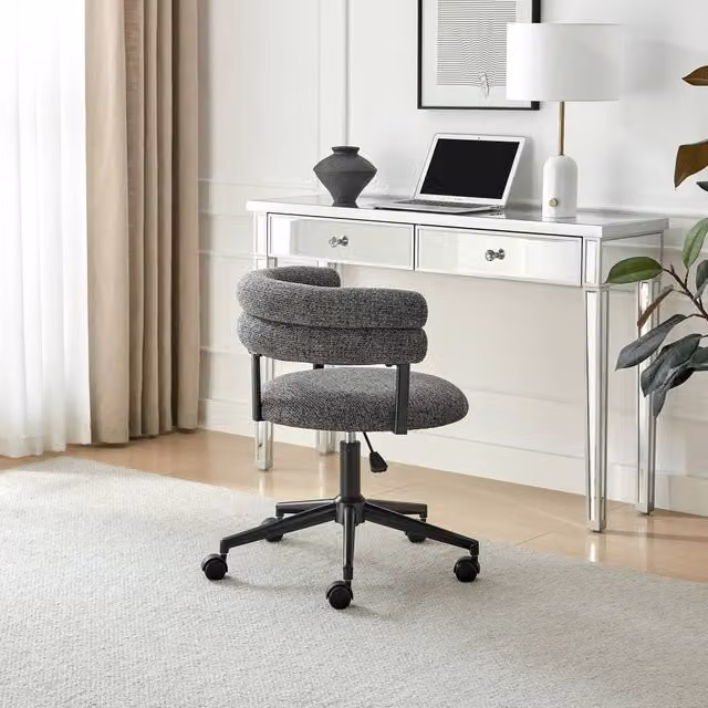 FurnitureboxUK Estelle Charcoal Grey Fabric Swivel Office Task Chair