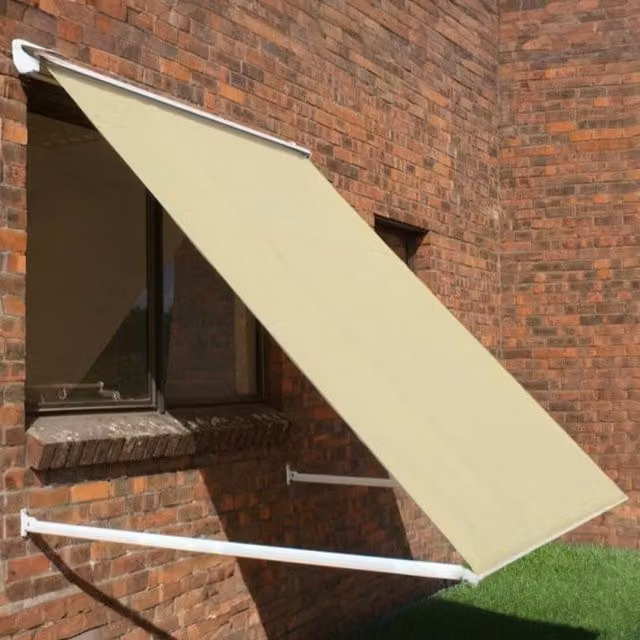 Primrose 2.0m Drop Arm Window Awning with Half Cassette in Ivory Polyester