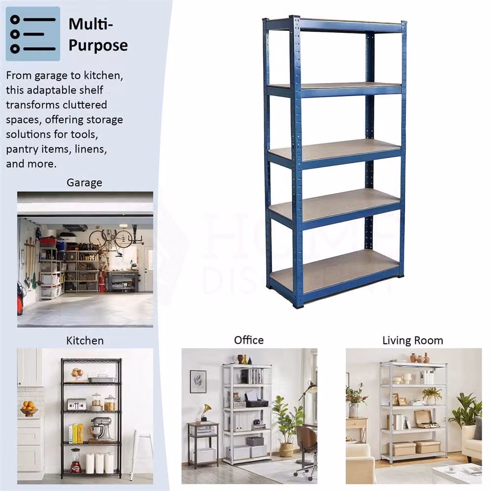 SPETLEK Blue 5 Tier Metal Garage Shelving Storage Set of 2 with Adjustable Shelves – 3
