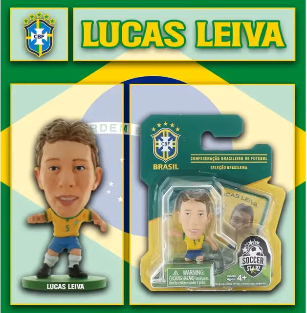 SoccerStarz Brazil Lucas Leiva Home Kit Mini Figure, Yellow, 5 cm