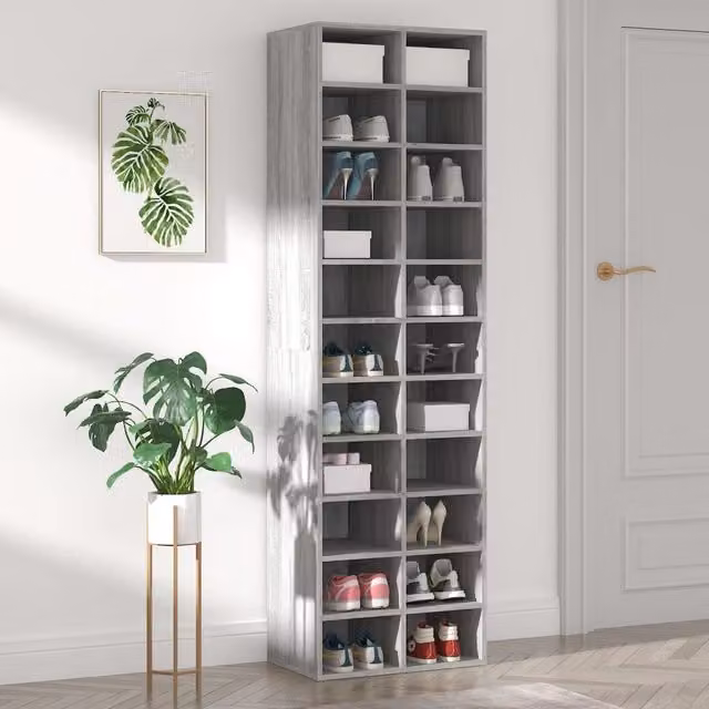 Berkfield Home Modern Grey Shoe Cabinet W/D/H: 54 x 34 x 183 cm