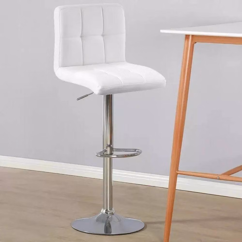 EONLION White Synthetic Leather Bar Stool with Gas Lift and 360 Degree Swivel – 2