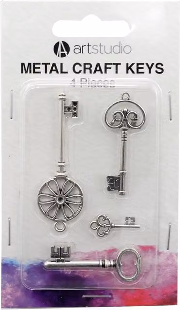 Art Studio Silver Metal Craft Keys, Pack of 4