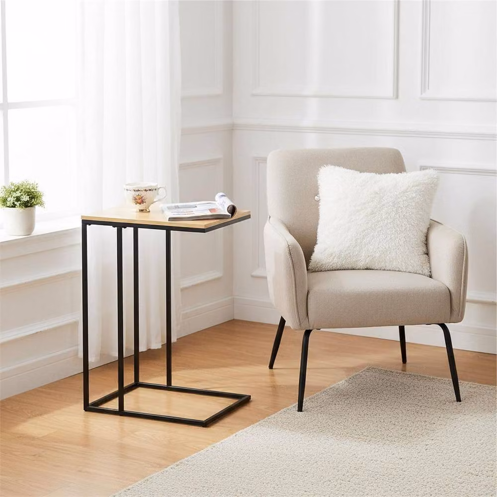 Pawnora Compact Light Oak End Coffee Table with Sled Base – 2