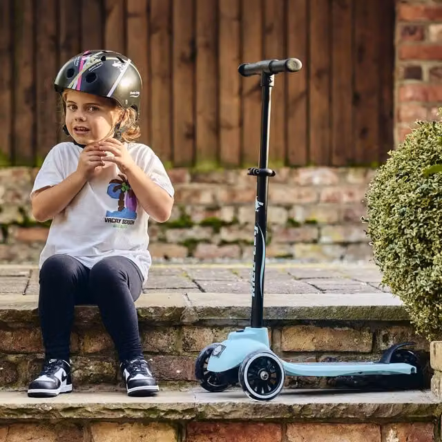 Ride-ezy Kick and Go Kingfisher Scooter with Push Handle in Blue