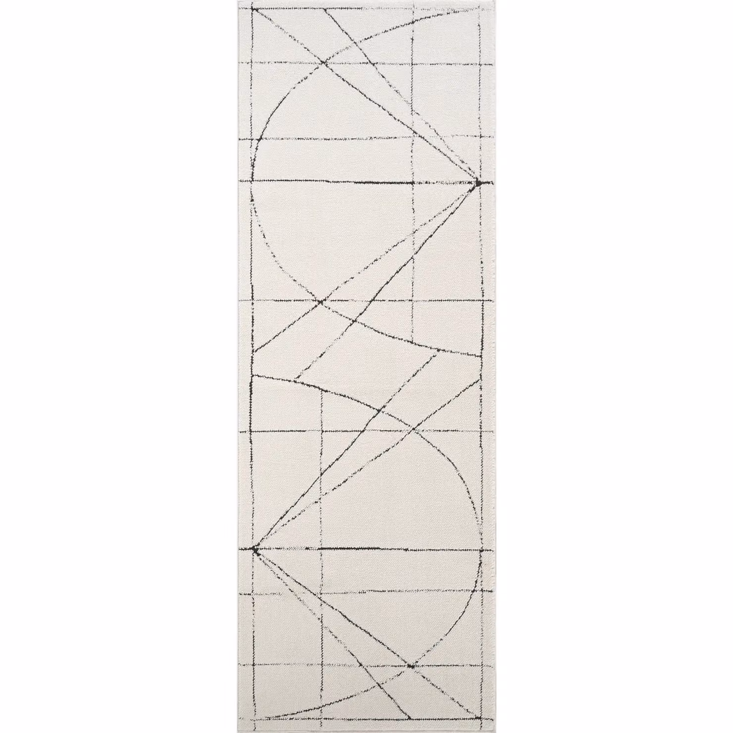 Livabliss Galey Alix Architect V-Modern Geometric High Pile Rug in Ivory, Black and White, W: 160 cm, L: 215 cm – 2