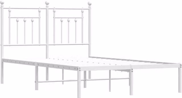 Berkfield Home Metal Bed Frame with Headboard in White, W/D/H: 120 x 200 cm – 1