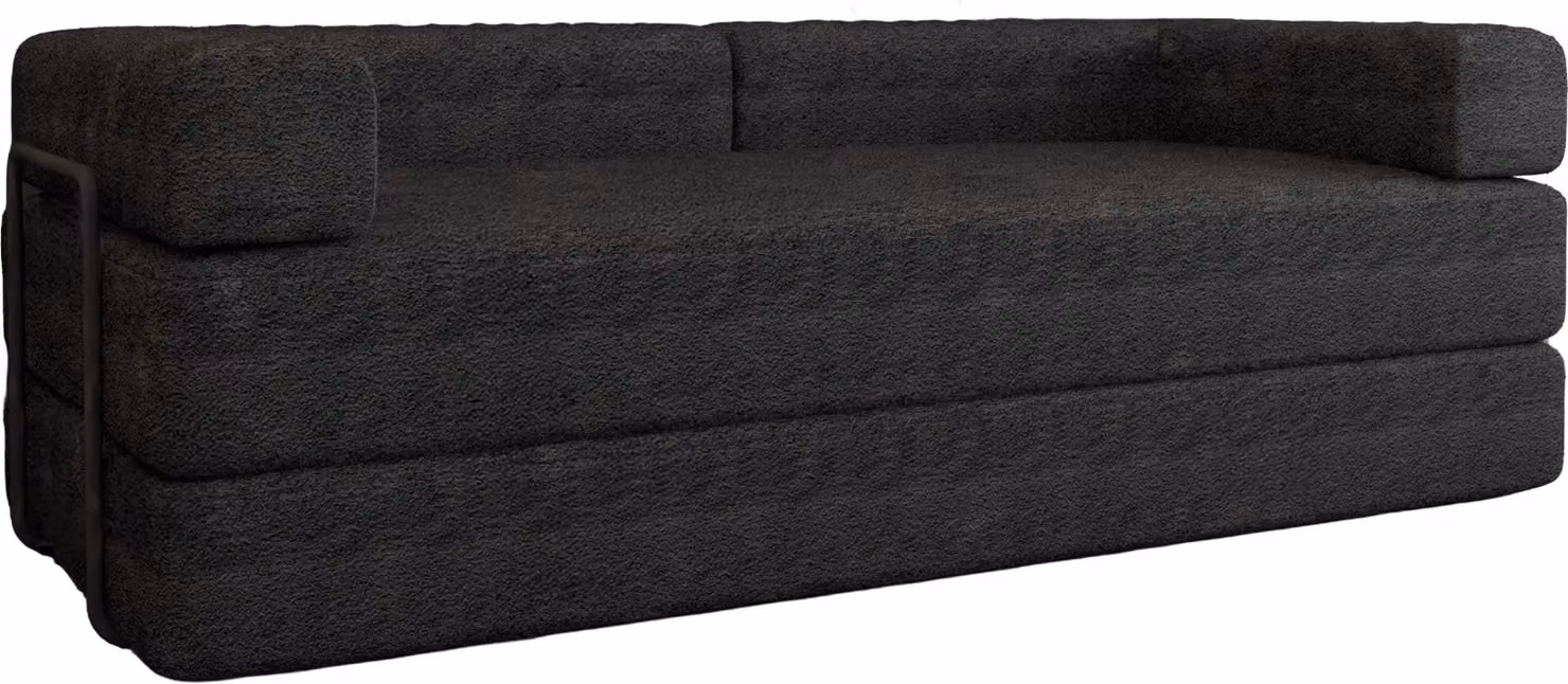 MN Furniture Modern 3 Seater Fabric Sofa Bed with Metal Frame in Black or Grey, W/D/H: 203 x 140 x 72 cm – 4