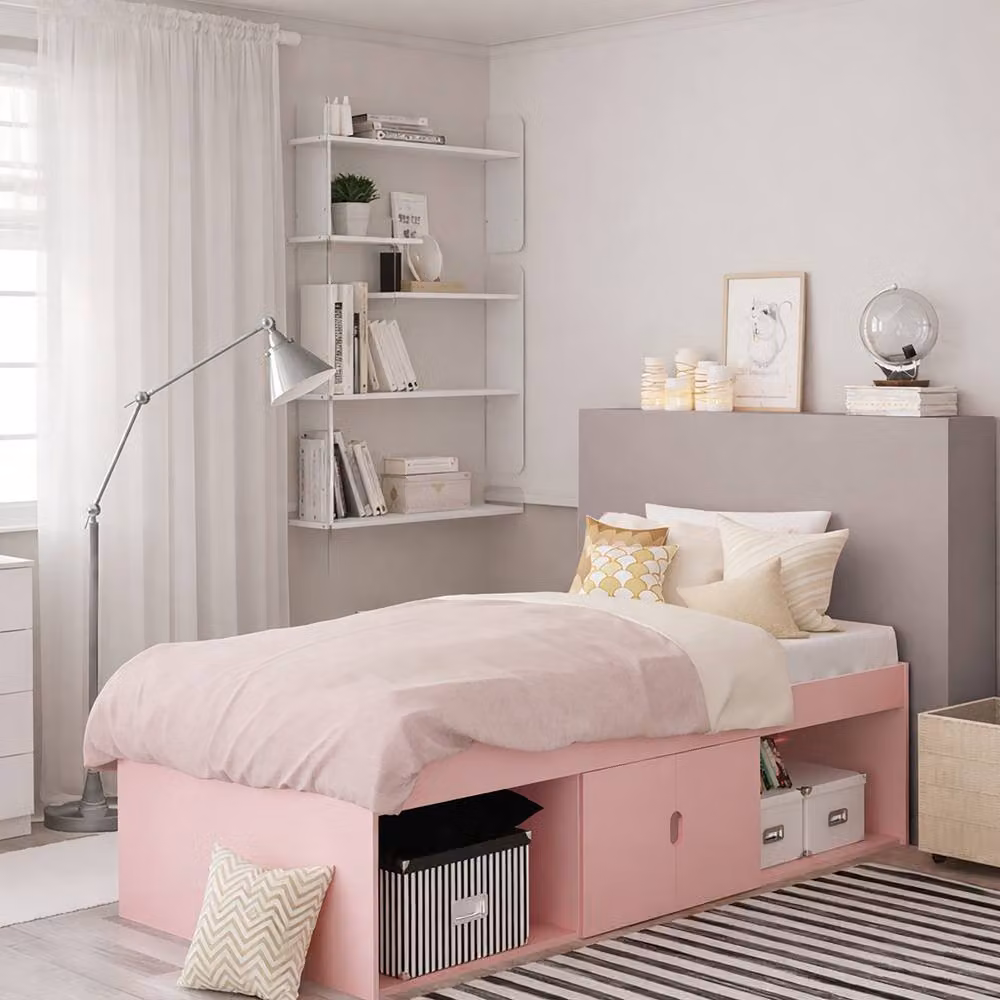 Kidsaw Mid-Height Single Cabin Bed Frame in Pink, Engineered Wood, W/D/H: 190 x 90 x 51 cm – 2