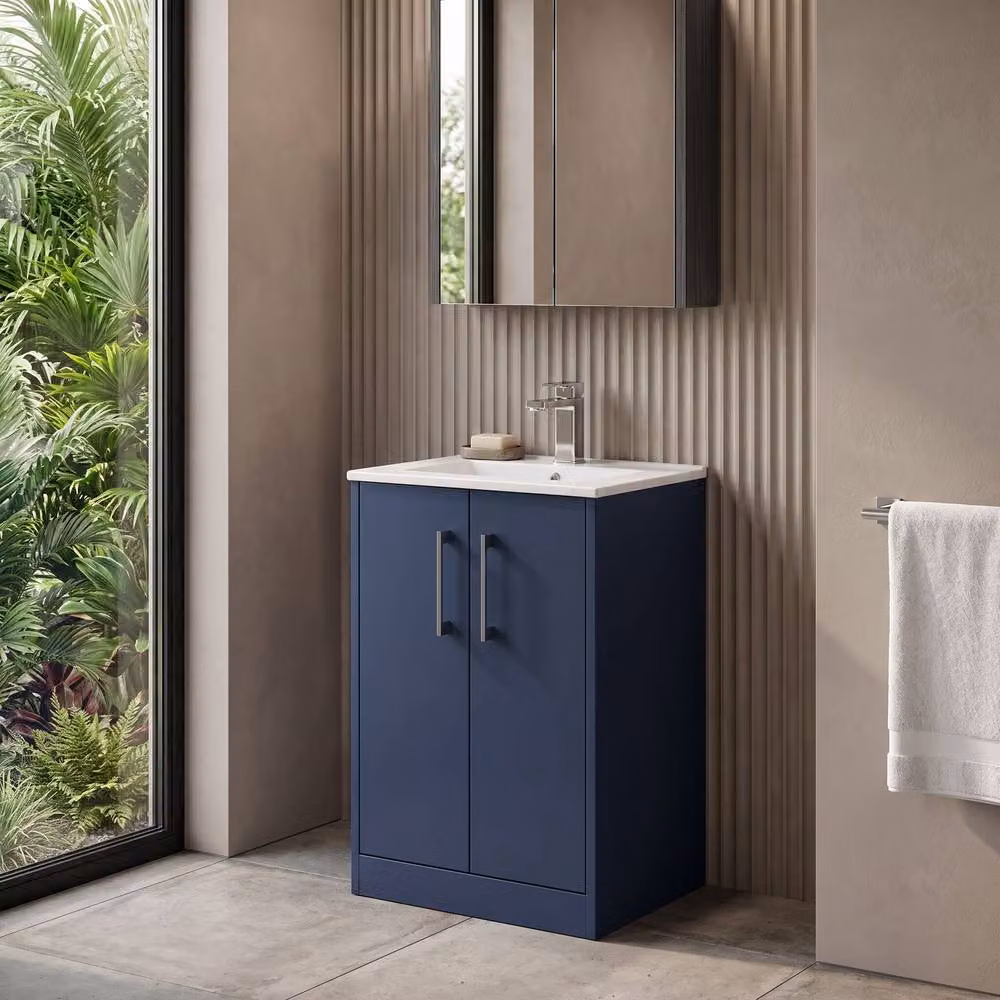 Balterley Winshill Contemporary 2 Door Freestanding Bathroom Vanity Unit in Matt Blue, W: 50 cm, H: 82.1 cm – 2