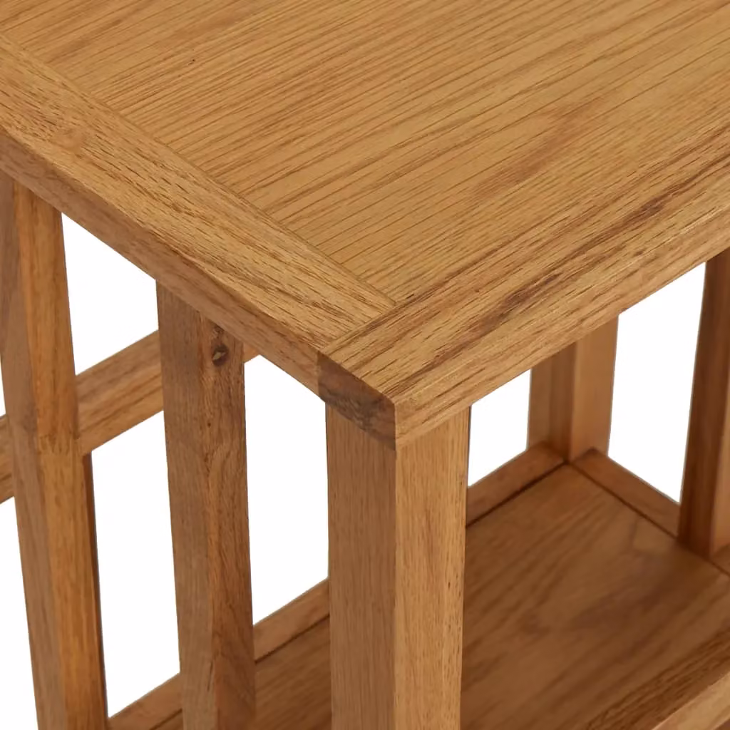 Berkfield Home Magazine Table in Brown Solid Oak Wood, W/D/H: 45 x 35 x 55 cm – 3