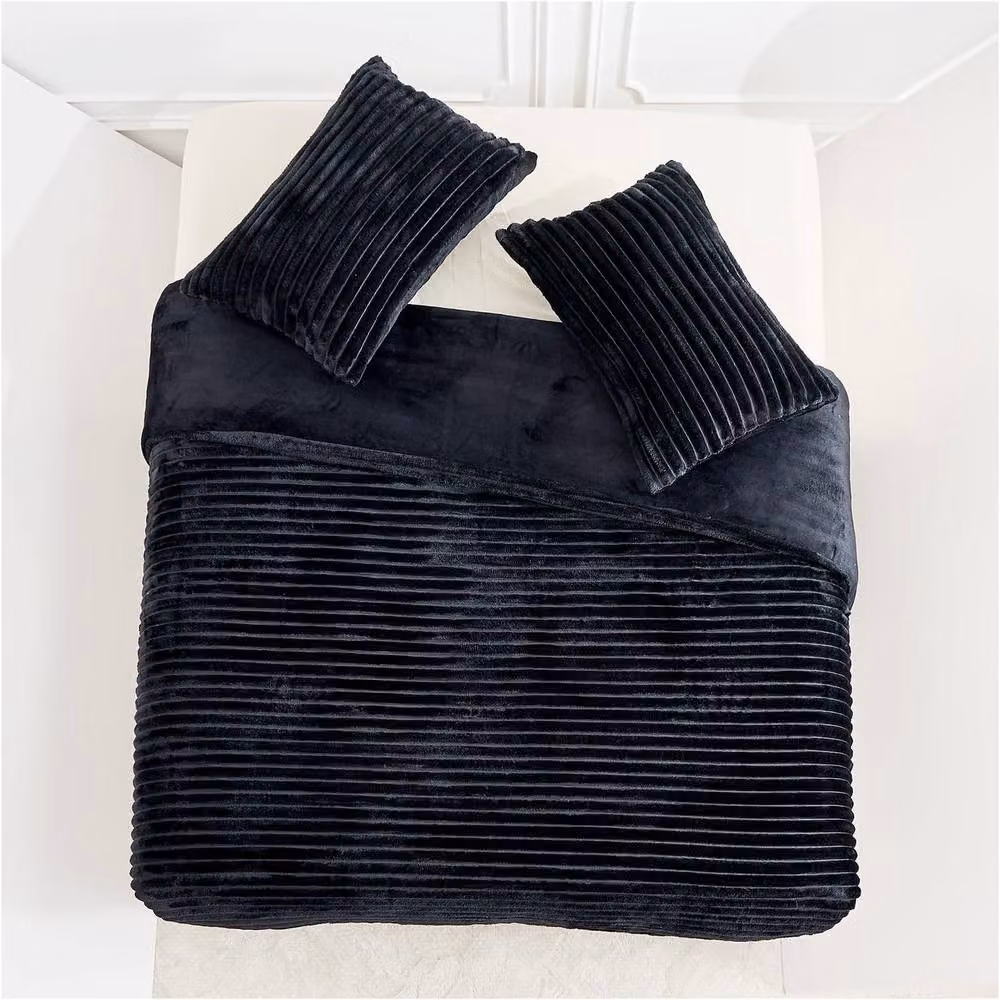 Gaveno Cavailia Osum Ribbed Duvet Cover and Pillowcase Set in Black, W: 180 cm, H: 200 cm – 4