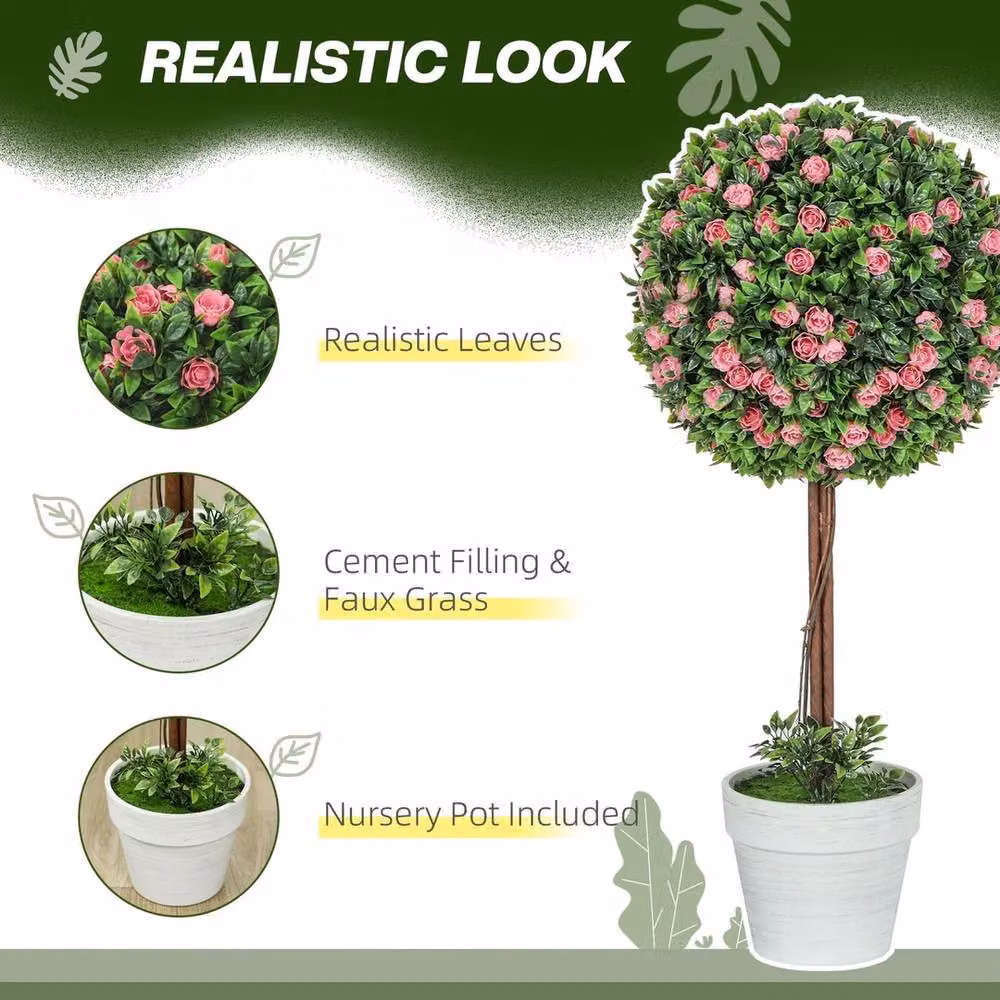 NESTLUNE Set of 2 Green Artificial Rose Flower Plants, Height: 100 cm, Width: 15 cm – 3