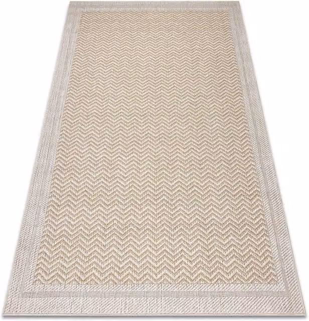 RugsX Origi Herringbone Flat Weave Rug in Yellow and Beige, W: 78 cm x L: 150 cm