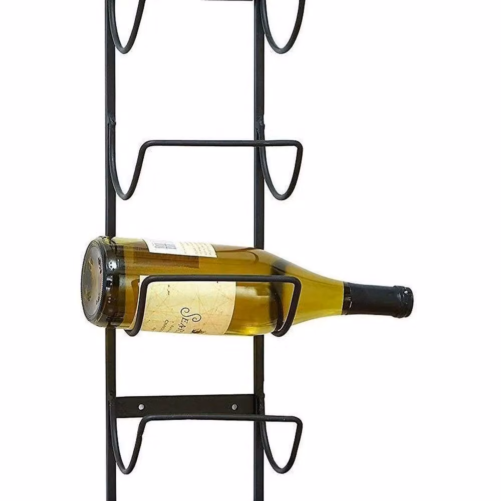 FORGEVIO Wall Mounted 5 Bottle Wine Rack in Matt Black Metal and Glass – 2