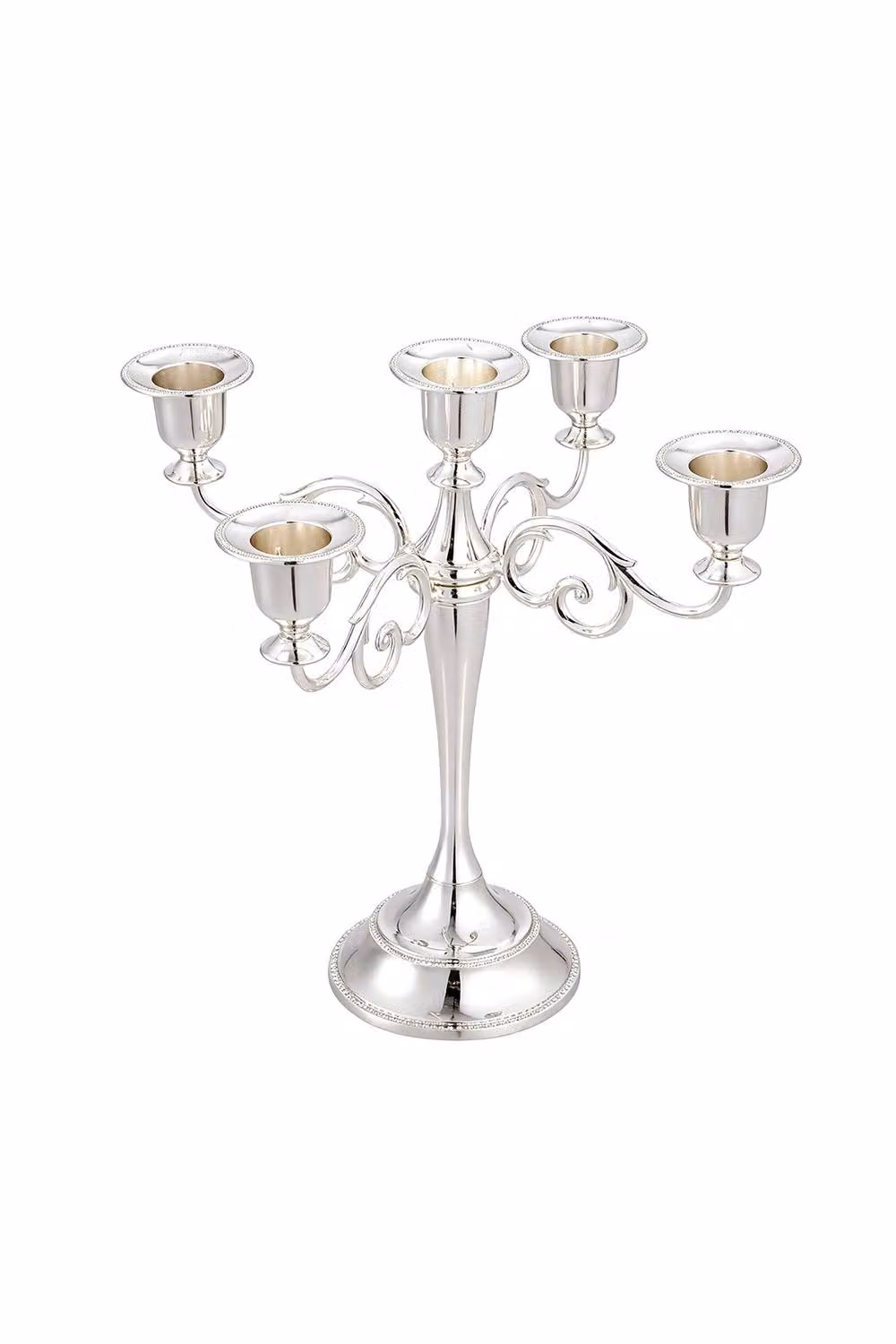 Living and Home 5-Arm Vintage Metal Taper Candle Holder in Silver – 3