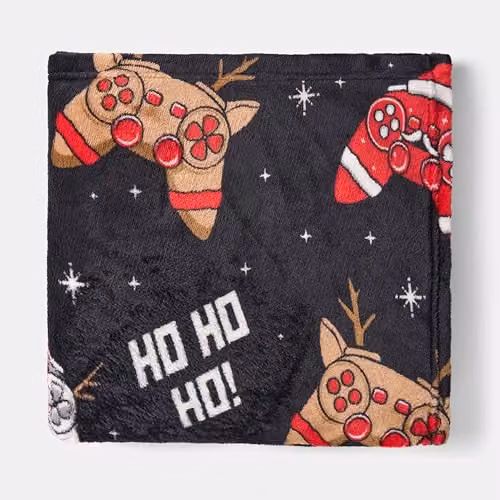 OHS Christmas Gaming Fleece Throw Blanket, Black, W/D/H: 120 x 150 cm – 4