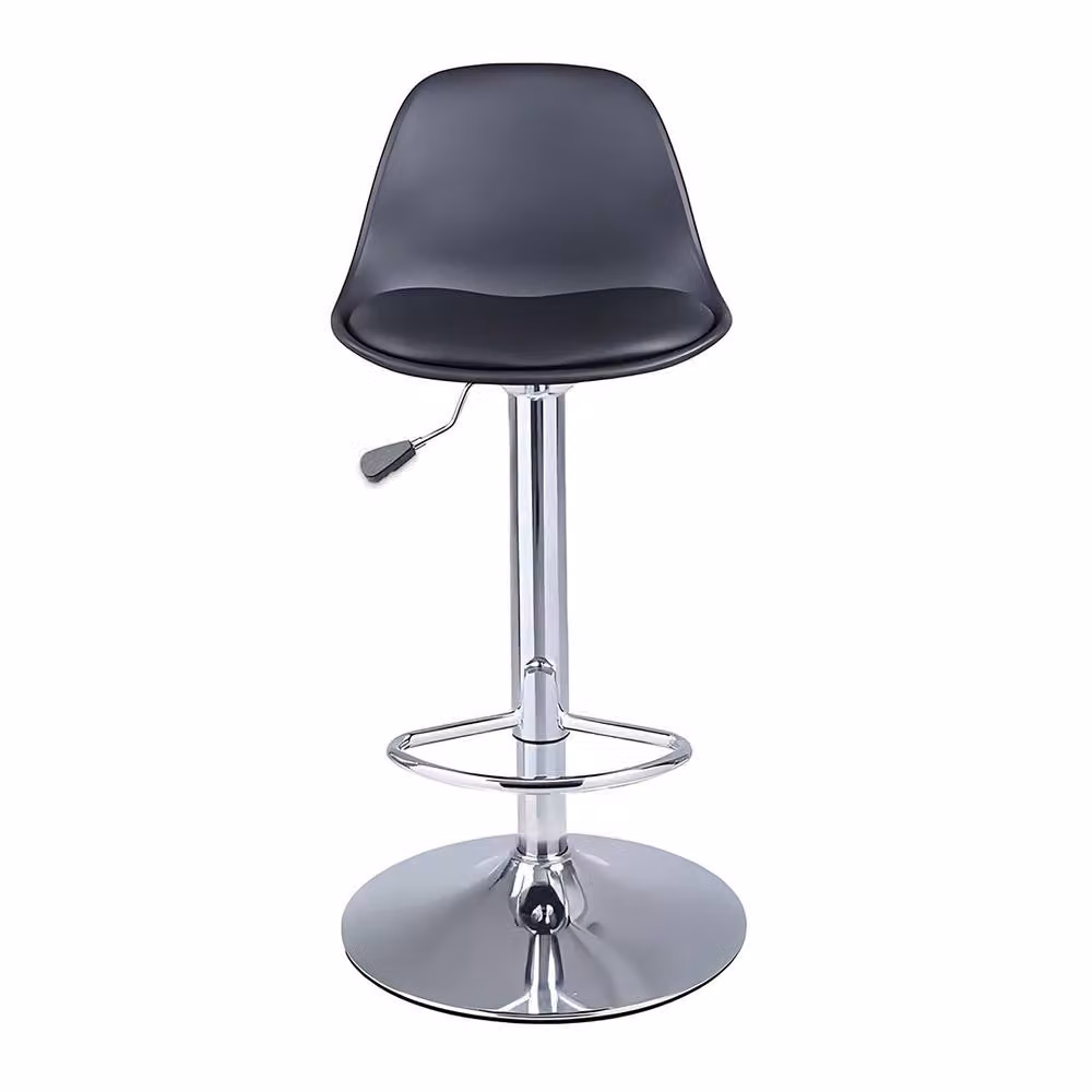 Ventryn Set of 2 Adjustable Swivel Bar Stools in Black Synthetic Leather with Metal Base – 4