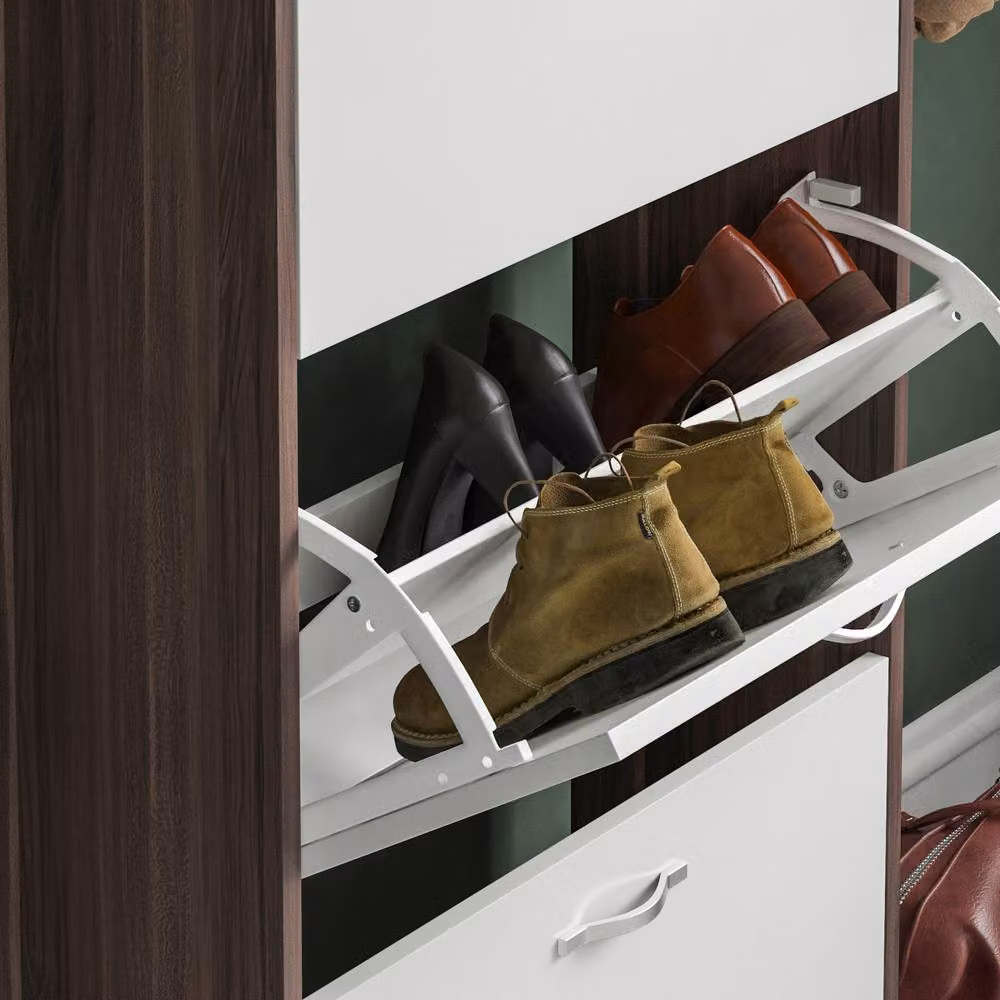 HD Designs Modern White Metal 3 Drawer Shoe Cabinet with Tilting Compartments W/D/H: 118 x 60 x 12 cm – 3
