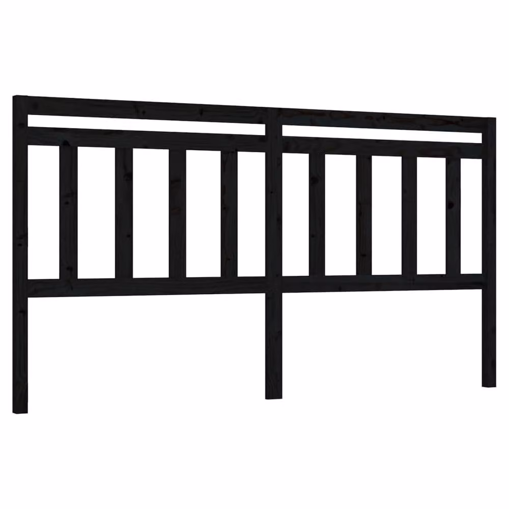 Berkfield Home Beautiful Black Solid Pine Wood Bed Headboard W/D/H: 206 x 4 x 100 cm – 3