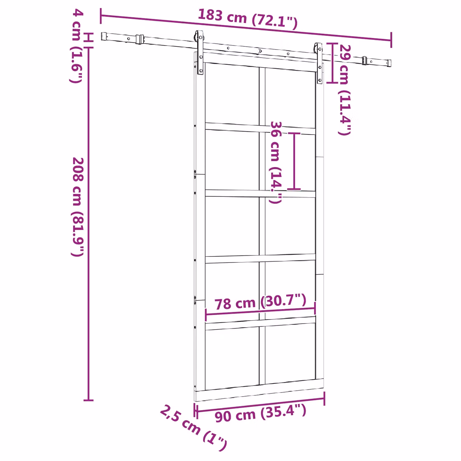 Berkfield Home Rustic Sliding Door in Brown, Solid Pine Wood, W: 90 cm, H: 208 cm – 2