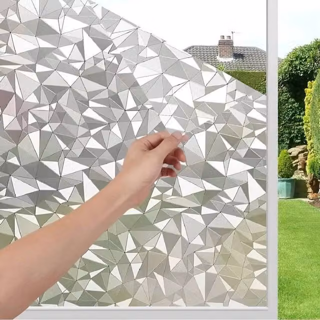 FLAVORA Self Adhesive Etched Privacy Glass Vinyl Window Film in Silver, 0.6m2 – 1