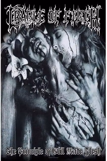 Cradle Of Filth The Principle Of Evil Made Flesh Multicolour Textile Poster in White