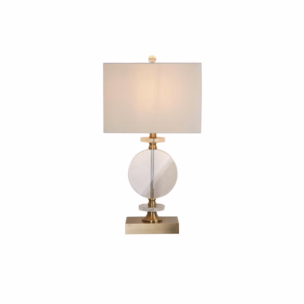 Lighting Collection Contemporary Table Lamp with Gold Base and Decorative Bronze and Clear Glass Disc – 2