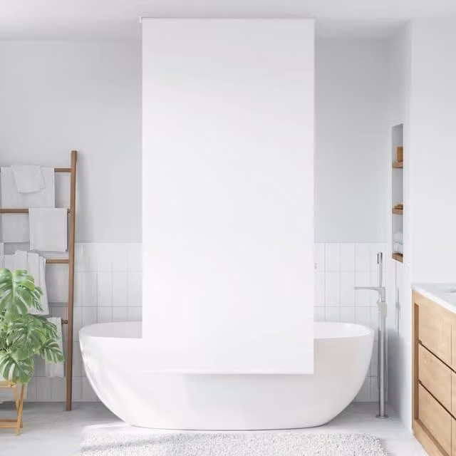 Berkfield Home White Opaque Shower Roller Blind, W: 110 cm, H: 240 cm