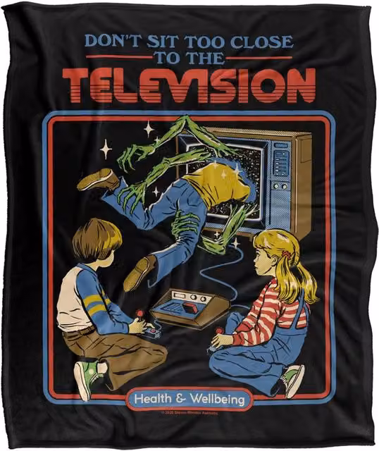 Steven Rhodes Dont Sit Too Close Super Soft Fleece Throw Blanket, Multicolour, W/D/H: 152 x 127 cm