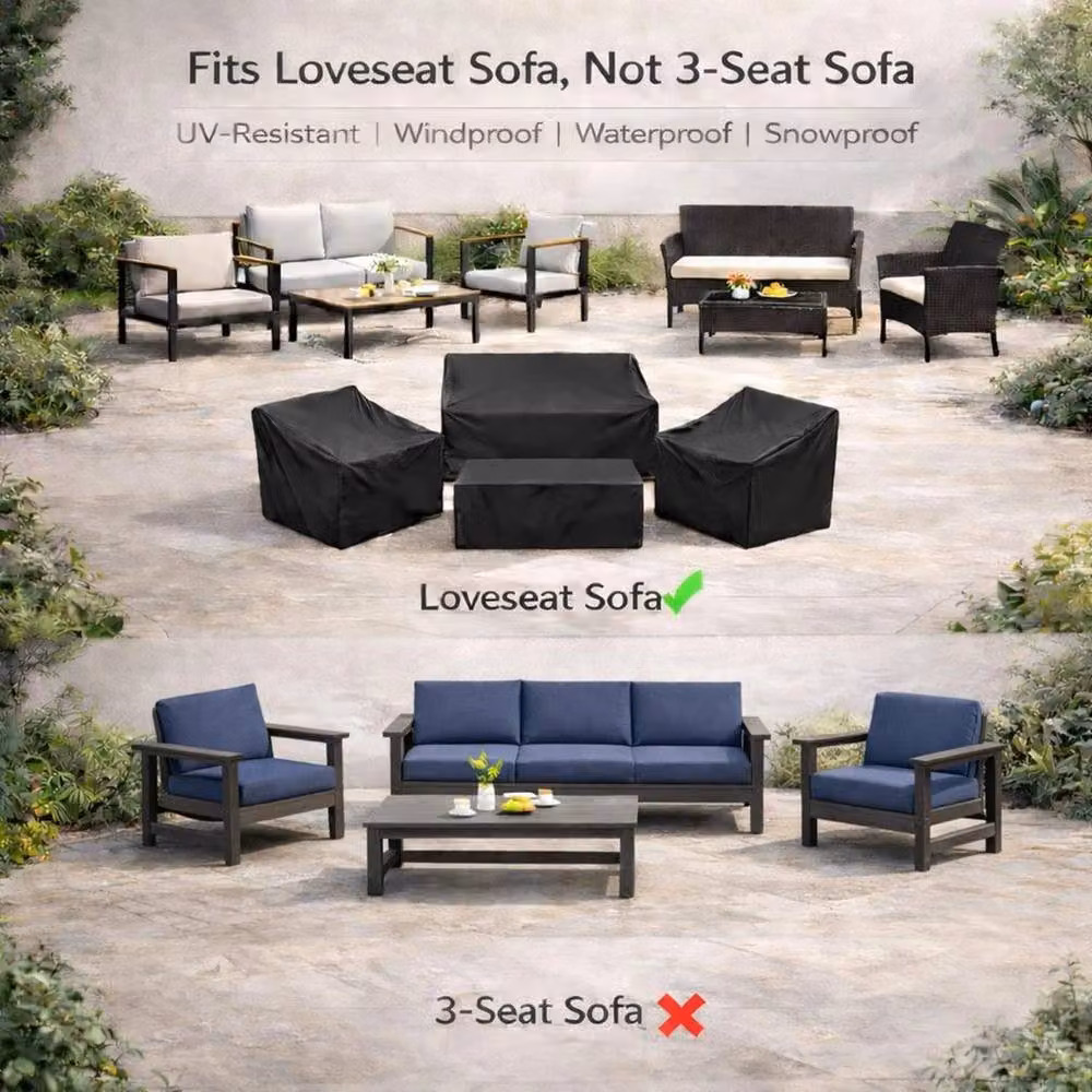 FLAVORA 4 Pack Waterproof Outdoor Patio Furniture Covers in Black – 5