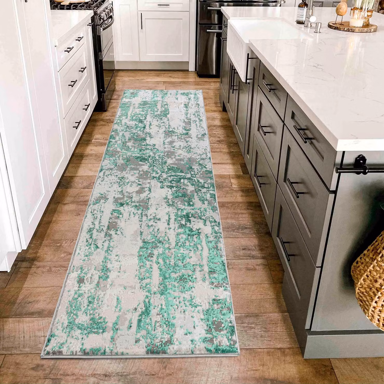 Desire Rugs Styra Modern Abstract Area Rug in Aqua, Blue and Silver, W: 160 cm, L: 230 cm – 3