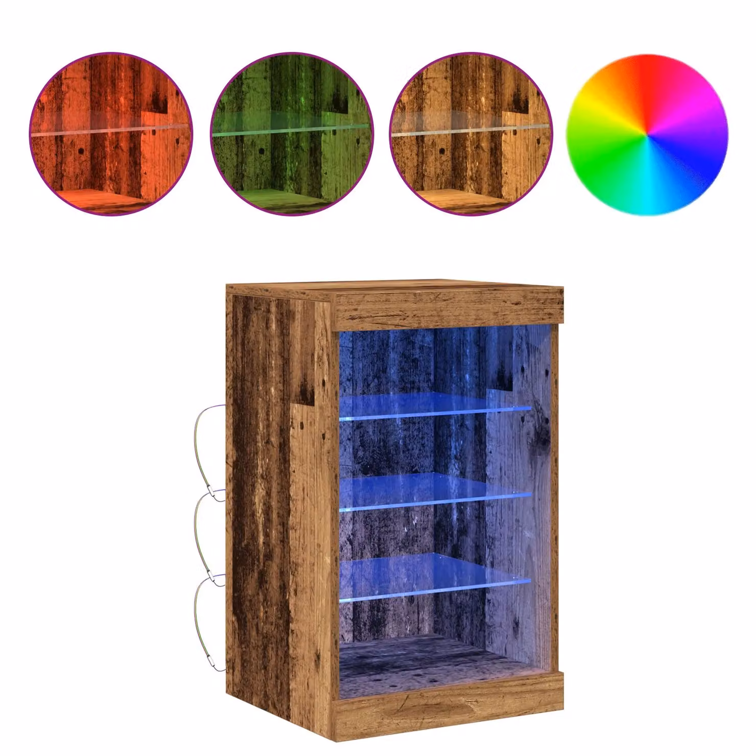 Berkfield Home Rustic Pine Sideboard with Integrated LED Lights in Brown, W: 41 cm, D: 37 cm, H: 67 cm – 3