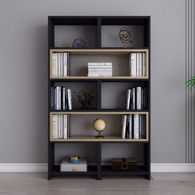 Decorotika Poyraz 5-Tier Extendable Bookshelf in Black and Brown